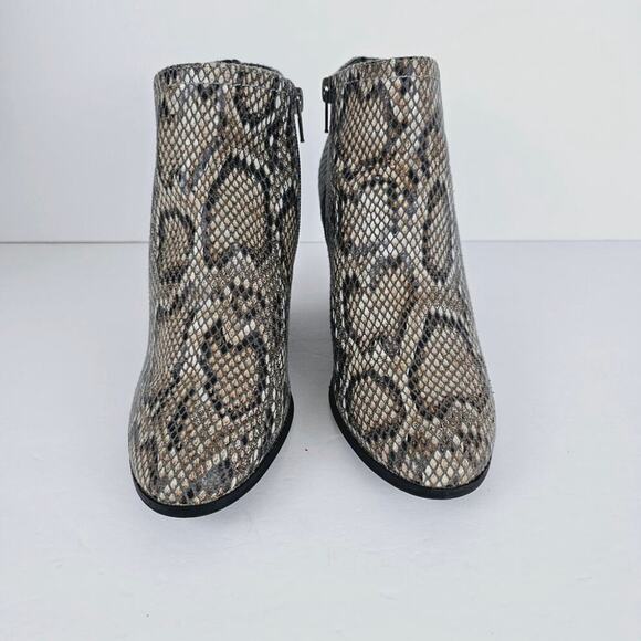 Women's Python Print Side Zip Block Heel Ankle Boots Size 7.5M - Picture 3 of 11